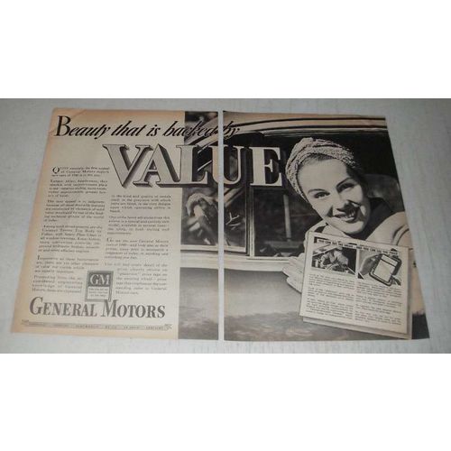 1939 General Motors Ad - Beauty Backed By Value