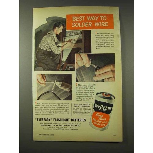 1948 Eveready Flashlight Batteries Ad - Solder Wire