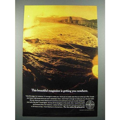 1969 Pan Am Airways Ad - Magazine Getting You Nowhere