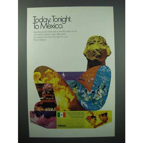 1969 Mexico Tourism Ad - Today. Tonight. To Mexico