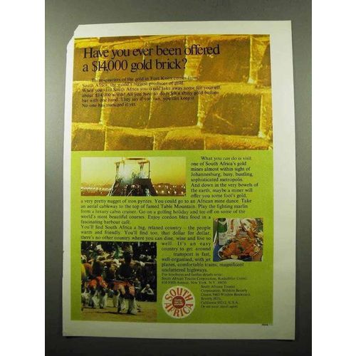 1969 South Africa Tourism Ad - A $14,000 Gold Brick