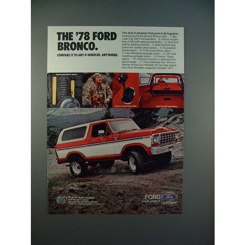 1978 Ford Bronco Ad - Compare to any 4-wheeler