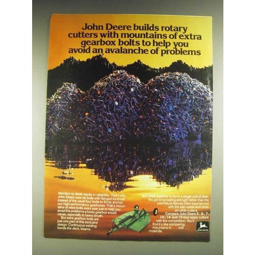 1984 John Deere Rotary Cutters Ad - Mountains of Extra Gearbox Bolts