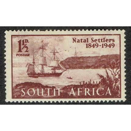 South Africa 1949 Centenary of Arrival British Settlers 1½d Claret SG127 MM