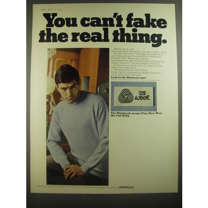 1967 Woolmark Pringle Ilford Sweater Ad - You can't fake the real thing