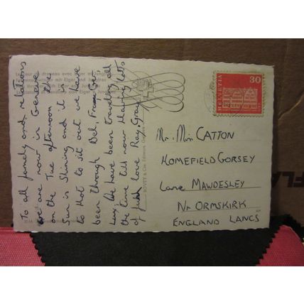 JUNGFRAU, INTERLAKEN, SWITZERLAND used vintage postcard 1959 pm =