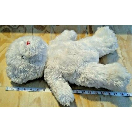 Plush 18" White Fluffy Teddy Bear Hearts on Feet Valentine's Gift