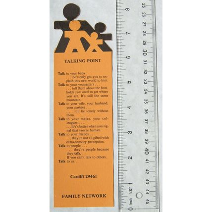 Vintage bookmark - Talking Point, Family Network, Cardiff