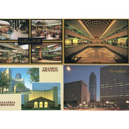 Transco Fountain Galleria Houston Shopping Mall Night 4x USA Postcard s