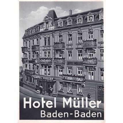 Hotel Muller Baden Germany Antique Postcard