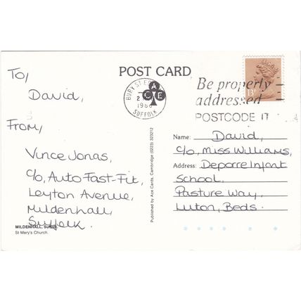 6x4 Continental size printed postcard St Marys Church Mildenhall