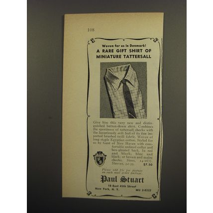 1953 Paul Stuart Shirt Advertisement - Woven for us in Denmark!