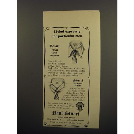 1953 Paul Stuart Town and Country and 'Round Town Shirts Advertisement