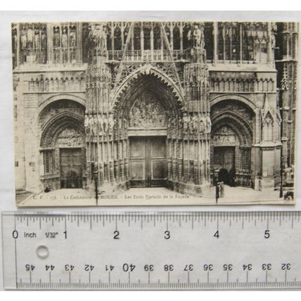 vintage postcard Rouen Cathedral, Les Trois Portails del la Facade