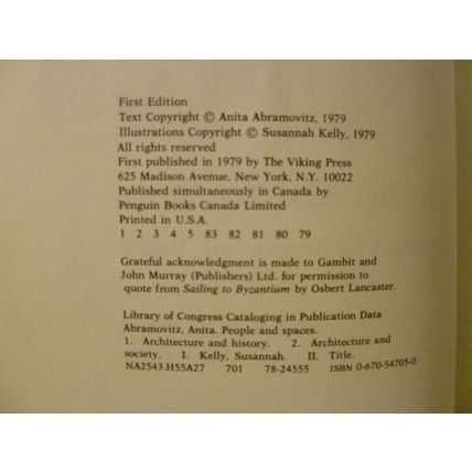 PEOPLE AND SPACES A VIEW OF HISTORY THROUGH ARCHITECTURE ANITA ABRAMOVITZ 1st