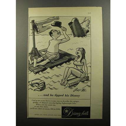 1956 Disney Hats Ad - ..and he tipped his Disney