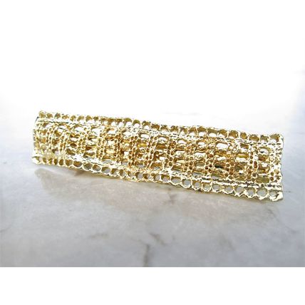 3 inch gold wavy mesh alligator hair clip barrette