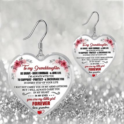 Earrings Plus Necklace Fashion Jewelry Cute Heart Shape Written Warm Sentences