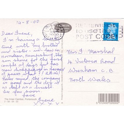 Portsmouth Inner Camber Postcard posted 2000 crease