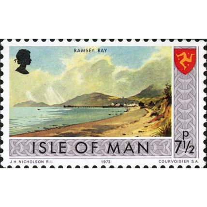 Isle of Man 1973 QEII 7½p Ramsey Bay Mounted Mint MM SG 25 stamp queen elizabeth