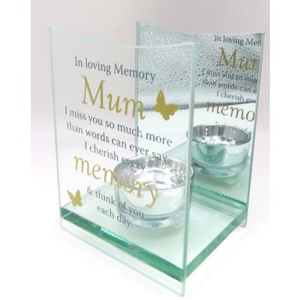 Mum Memorial Oil Burner Glass Oblong 12 CM Sentimental Verse Gift Grief