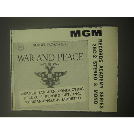 1959 MGM Records Advertisement - War and Peace Sergie Prokofiev