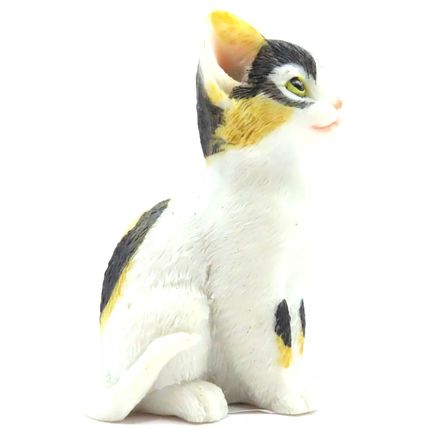 White, Black & Ginger Kitten Figurine 8 CM Ornament Home Decor Feline Cat Gift
