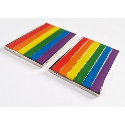 2x LGBTQ+ LGBT Gay Pride Rainbow Flag Chrome Metal Badges Emblem
