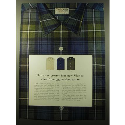1960 Hathaway Shirts Ad - Hathaway creates four new Viyella shirts from tartan