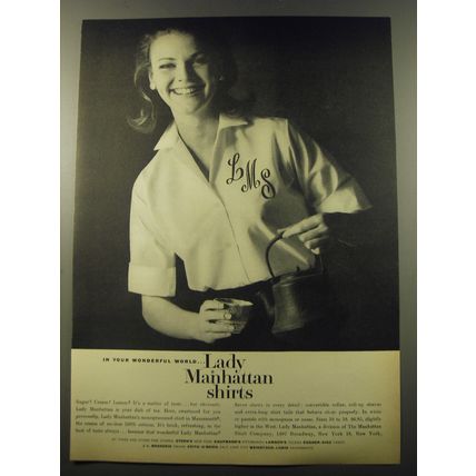 1960 Lady Manhattan Shirts Ad - In your wonderful world