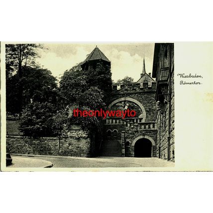 Wiesbaden Romertor, Germany, Bromfiliber Imitation Postcard