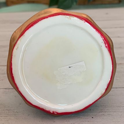 Porcelain Hinged Christmas Tree Trinket Box W Gold Star Green & Red Lidded 4.75"