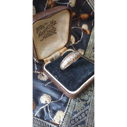 Vintage 1990-s Gold on Silver Half Eternity Greek Design Ring Size UK O, US 7