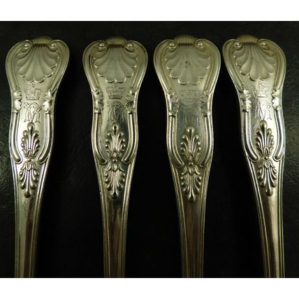 4 Pair Silver Plate Fish Knives & Forks Bearing Queen Victorias Cypher Wilkinson