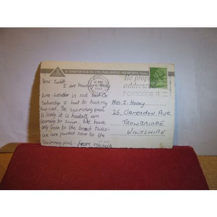 GOOD LUCK FROM CORNWALL, THE CORNISH PIXIE used postcard 1980 pm =