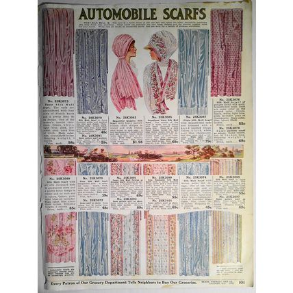 Automobile Scarfs from Sears, Roebuck & Co Retail Catalog 1905. Original.