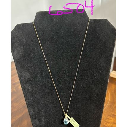 925 Sterling Silver Yellow Finish Blue Topaz Necklace Round Clasp Italy