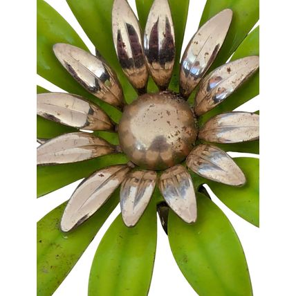 Vintage Flower Brooch Sarah Coventry Signed 60s Lime Green Gold Pin Dinner Prom