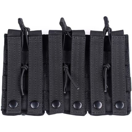 CMJ Supply Tactical 3 Rifle Mag Pouch Black Nylon Open Top Bungee