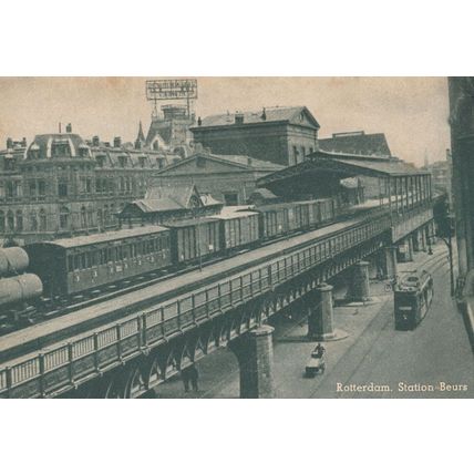 Rotterdam Station Beurs Railway Antique Holland Postcard