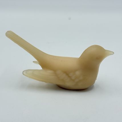 Westmoreland Art Glass Frosted Beige Bird Figurine 1.5”x3” Vintage America