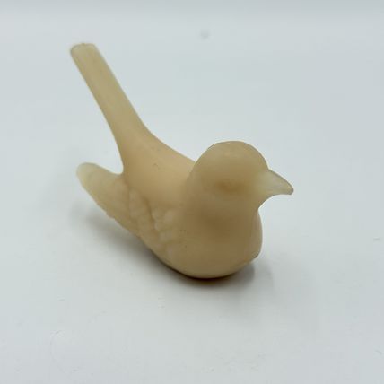 Westmoreland Art Glass Frosted Beige Bird Figurine 1.5”x3” Vintage America