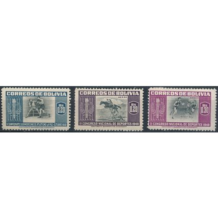 Sports: 3 Values - Bolivia 1951 - NM H - MiNr 478 & 485/6