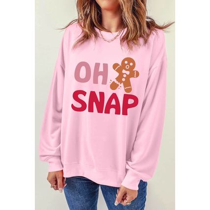 Pink OH SNAP Gingerbread Man Christmas Pullover Sweatshirt