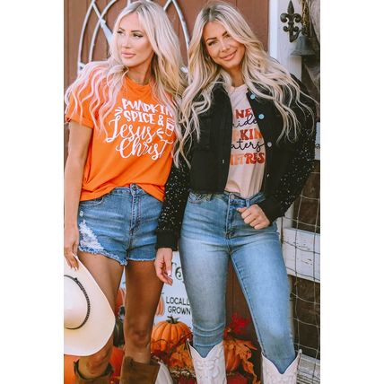 Orange PUMPKIN SPICE & Jesus Christ Graphic T-shirt
