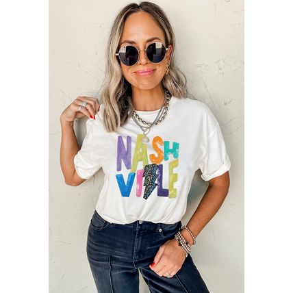 White Lightening NASHVILLE Graphic Crewneck T Shirt
