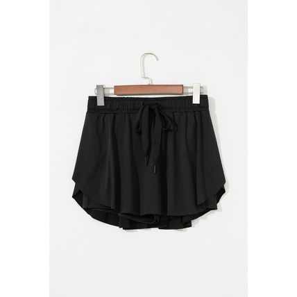 Black Drawstring High Waist Lined Tennis Skorts