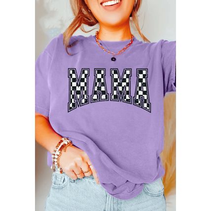 Wisteria Checkerboard MAMA Graphic Crewneck Tee