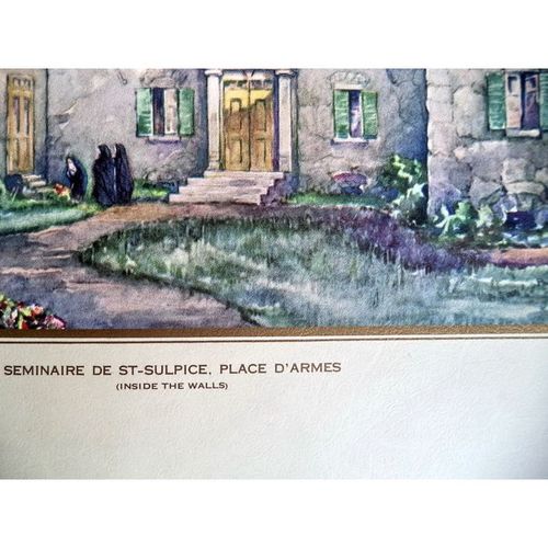 Vintage Paul Caron print Seminaire St Sulpice Montreal art Lithograph painting