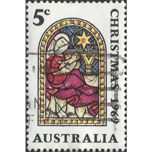 AUSTRALIA, CHRISTMAS, Stained Glass, Madonna, white 1969, 5c, #8